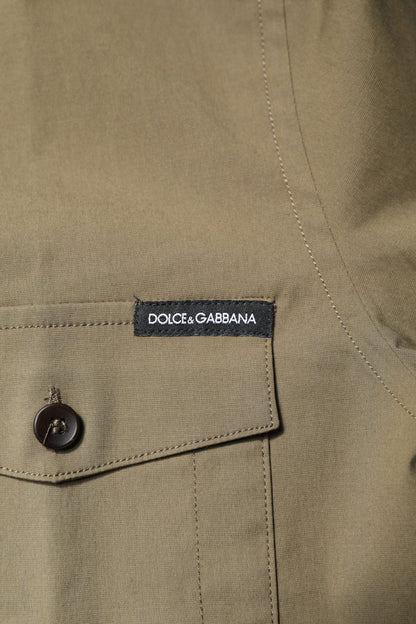 Brown Cotton Stretch Casual Long Sleeves Shirt-Dolce & Gabbana-LabelTerrace.com