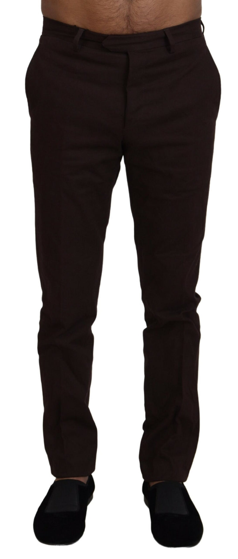 Brown Cotton Tapered Formal Men Pants-BENCIVENGA-LabelTerrace.com