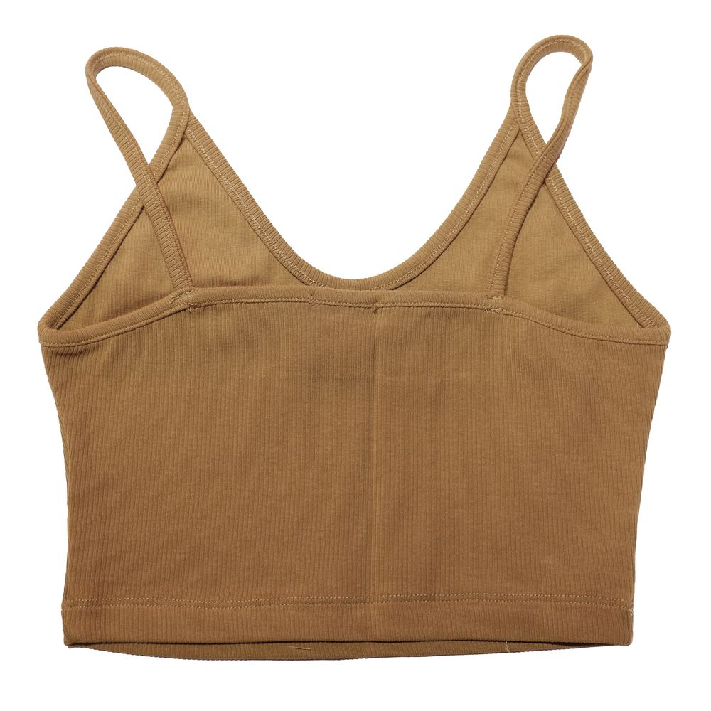 Brown Cotton Women Crop Top-Comme Des Fuckdown-LabelTerrace.com