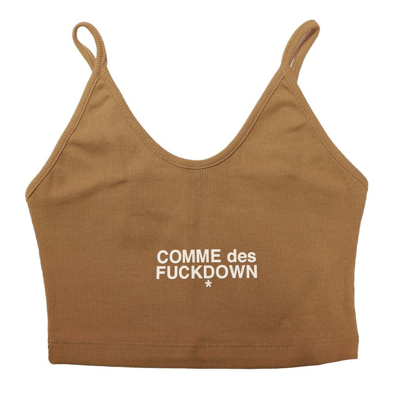Brown Cotton Women Crop Top-Comme Des Fuckdown-LabelTerrace.com