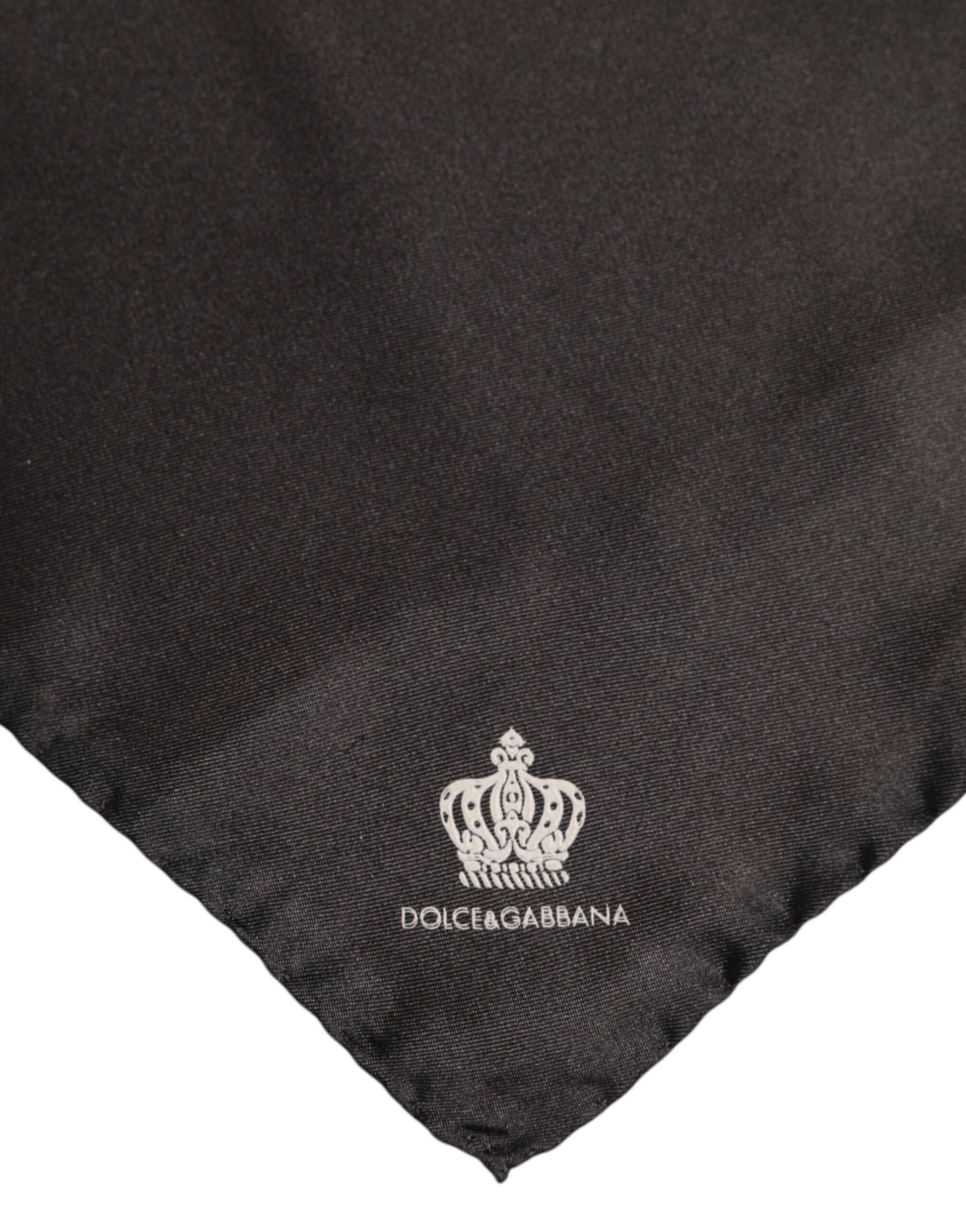 Brown DG Crown Silk Square Men Foulard Scarf-Dolce & Gabbana-LabelTerrace.com
