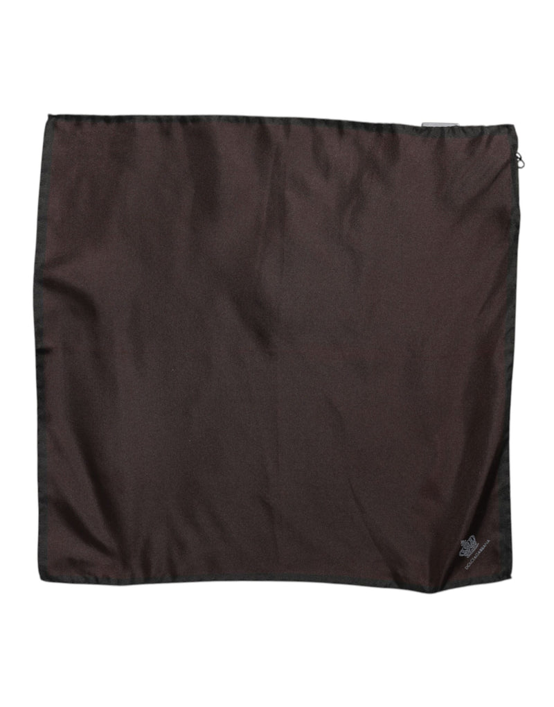 Brown DG Crown Silk Square Men Foulard Scarf-Dolce & Gabbana-LabelTerrace.com