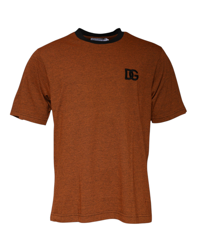Brown DG Logo Polyester Crew Neck T-shirt-Dolce & Gabbana-LabelTerrace.com