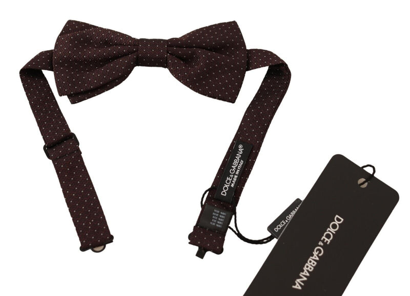 Brown Dotted Silk Adjustable Neck Papillon Bow Tie-Dolce & Gabbana-LabelTerrace.com