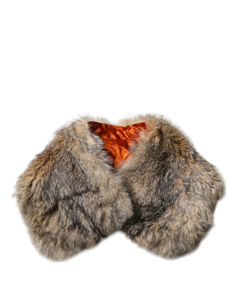 Brown Fur Shoulder Collar Neck Wrap Scarf-Dolce & Gabbana-LabelTerrace.com