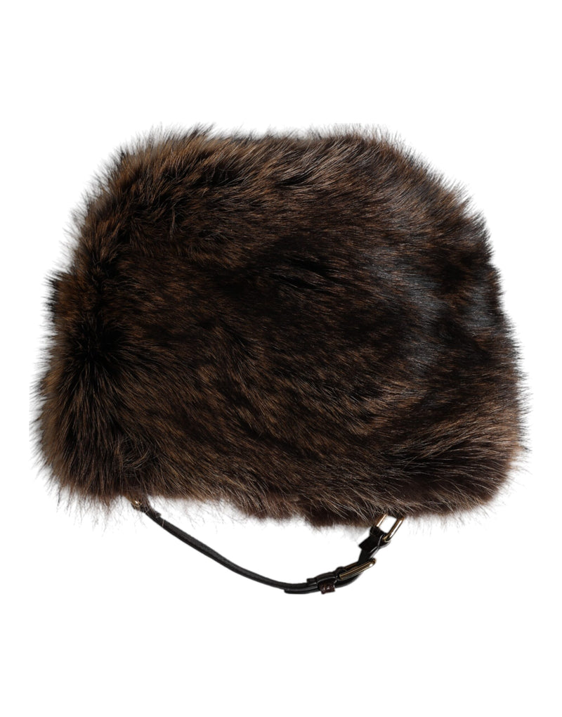 Brown Fur Women Bucket Hat-Dolce & Gabbana-LabelTerrace.com