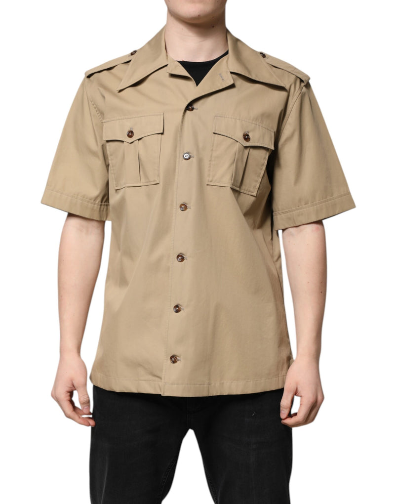 Brown Graphic Print Short Sleeves Shirt-Dolce & Gabbana-LabelTerrace.com