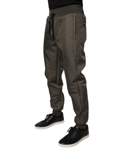 Brown Lambskin Leather Men Sweatpants Pants-Dolce & Gabbana-LabelTerrace.com