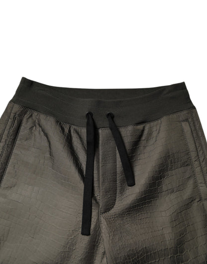 Brown Lambskin Leather Men Sweatpants Pants-Dolce & Gabbana-LabelTerrace.com