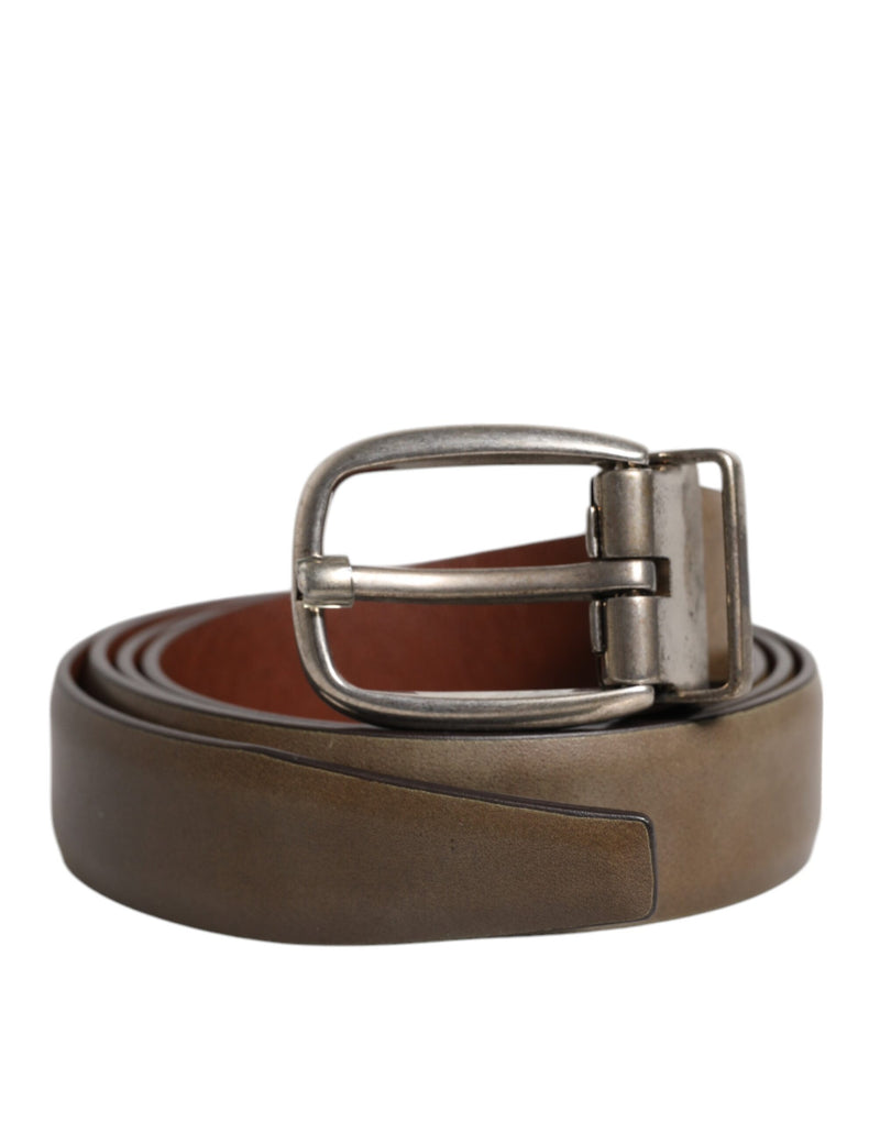 Brown Leather Classic Metal Logo Buckle Belt-Dolce & Gabbana-LabelTerrace.com