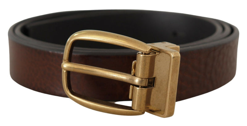 Brown Leather Classic Vintage Metal Buckle Belt-Dolce & Gabbana-LabelTerrace.com