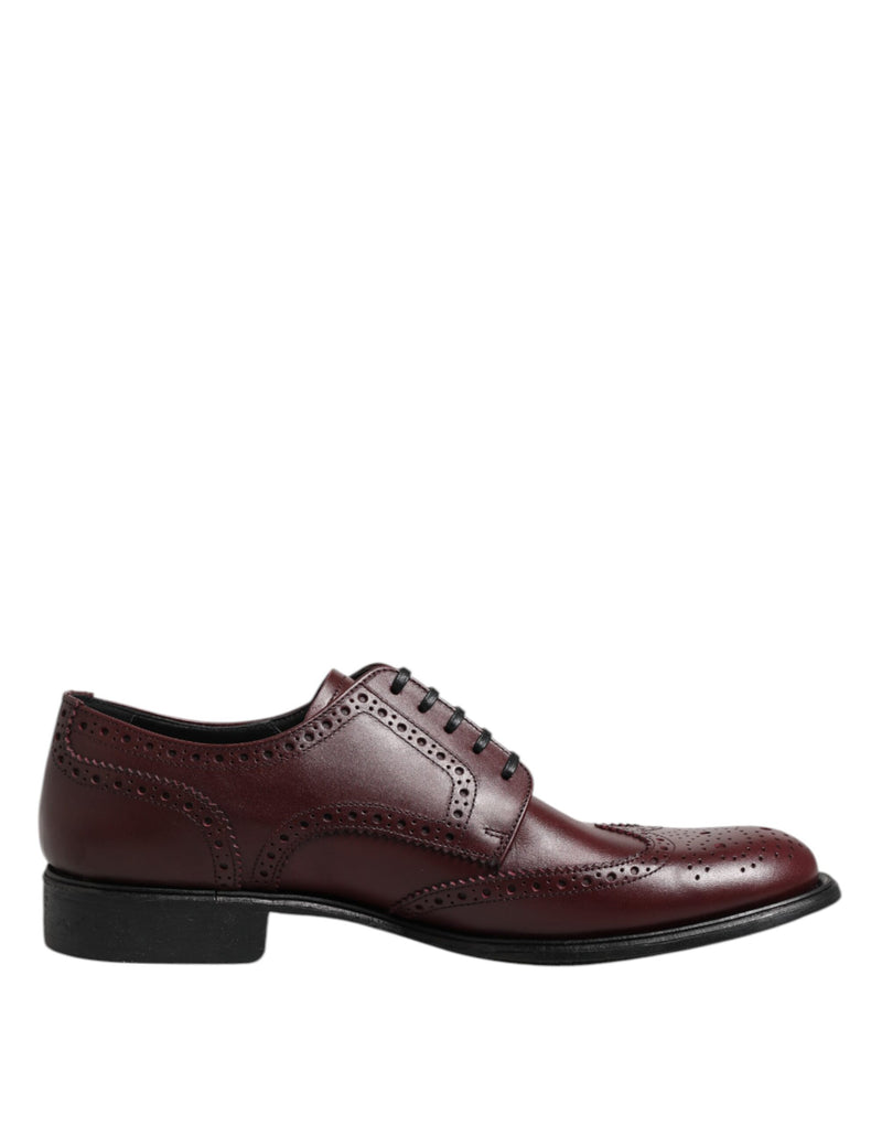 Brown Leather Lace Up Derby Dress Shoes-Dolce & Gabbana-LabelTerrace.com