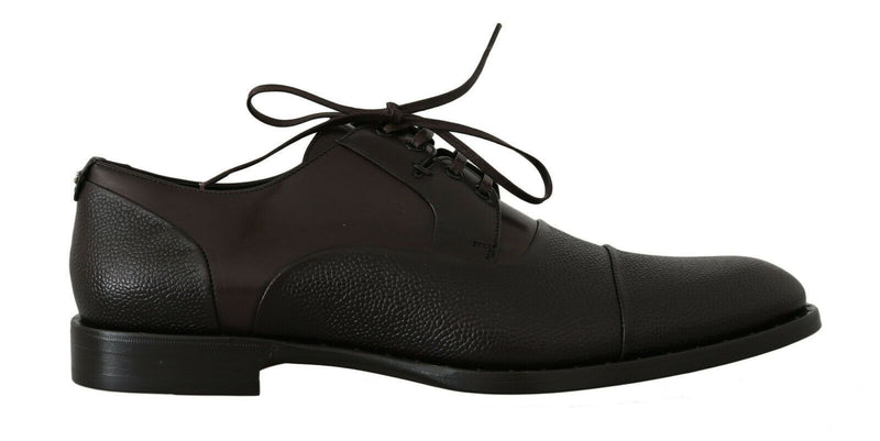 Brown Leather Laceups Dress Mens Shoes-Dolce & Gabbana-LabelTerrace.com