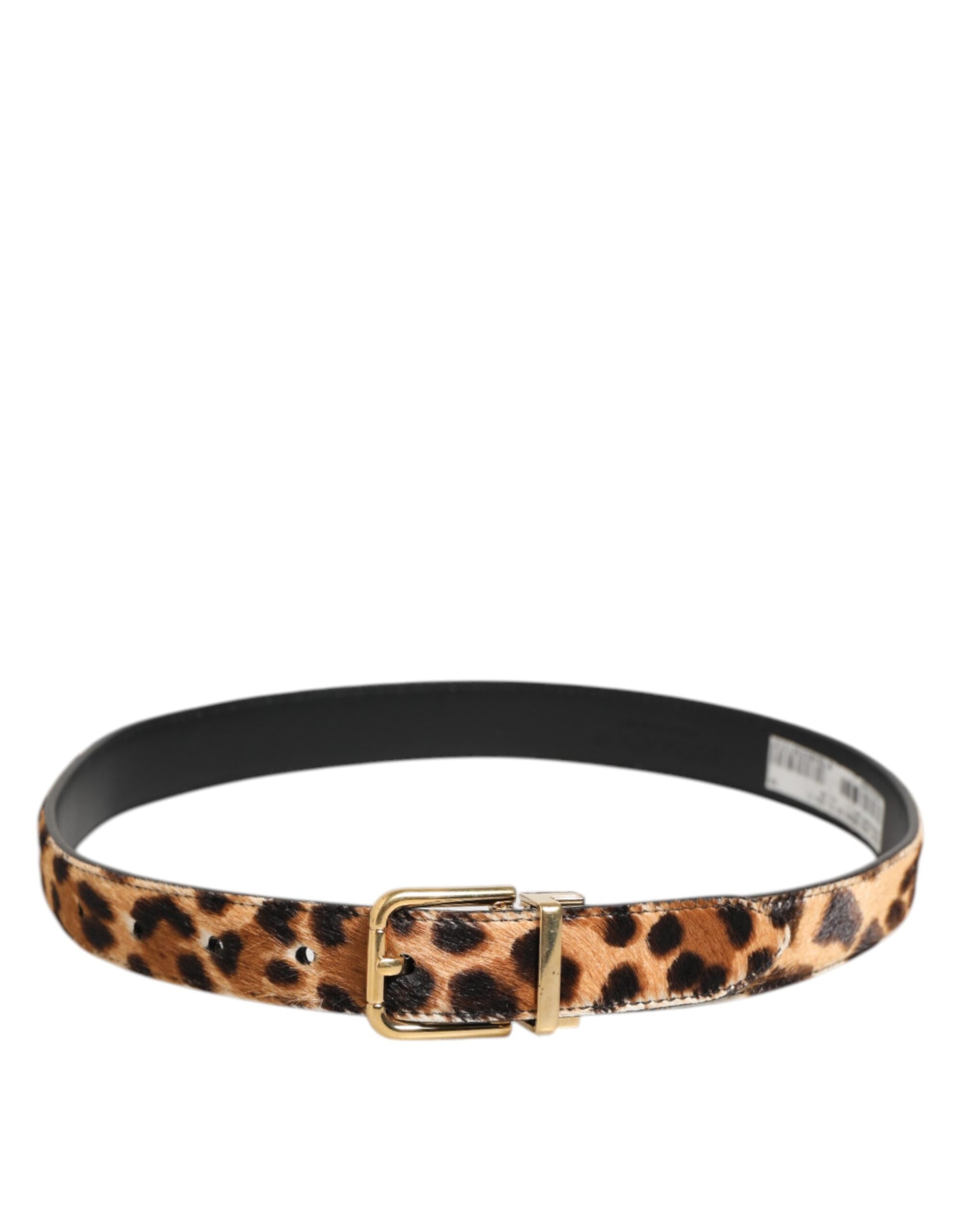 Brown Leather Leopard Print Metal Buckle Belt-Dolce & Gabbana-LabelTerrace.com