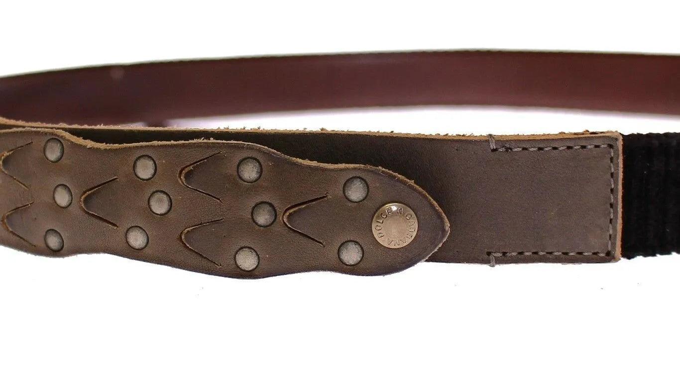 Brown Leather Logo Cintura Gürtel Belt-Dolce & Gabbana-LabelTerrace.com