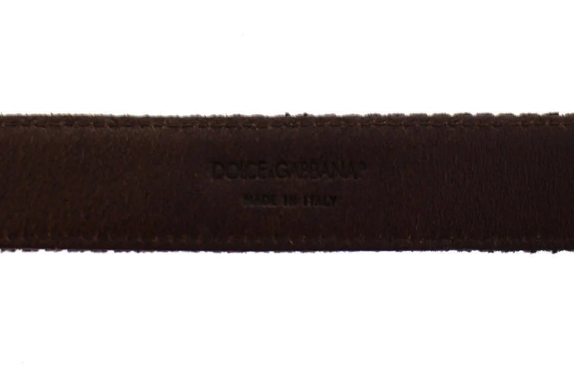 Brown Leather Logo Cintura Gürtel Belt-Dolce & Gabbana-LabelTerrace.com