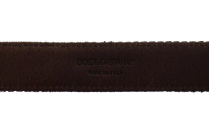Brown Leather Logo Cintura Gürtel Belt-Dolce & Gabbana-LabelTerrace.com