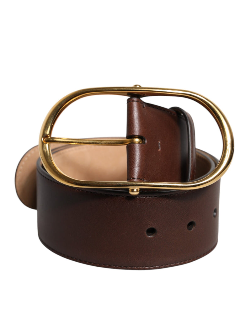 Brown Leather Waist Gold Metal Buckle Belt-Dolce & Gabbana-LabelTerrace.com