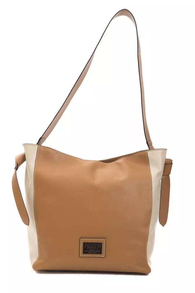 Brown Leather Women Shoulder Bag-Pompei Donatella-LabelTerrace.com