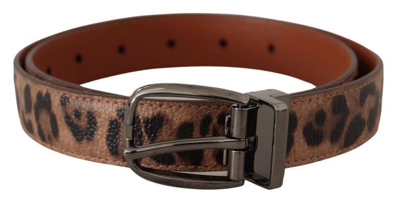 Brown Leopard Embossed Leather Buckle Belt-Dolce & Gabbana-LabelTerrace.com