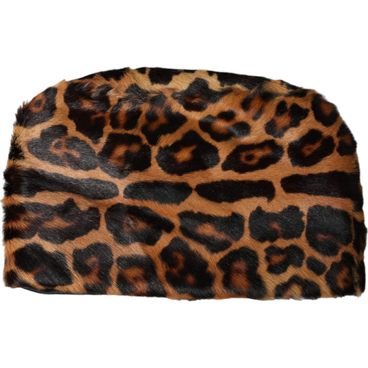 Brown Leopard Fur Women Bucket Capello Hat