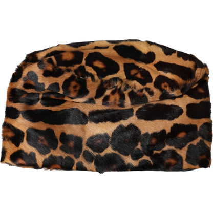 Brown Leopard Fur Women Bucket Capello Hat