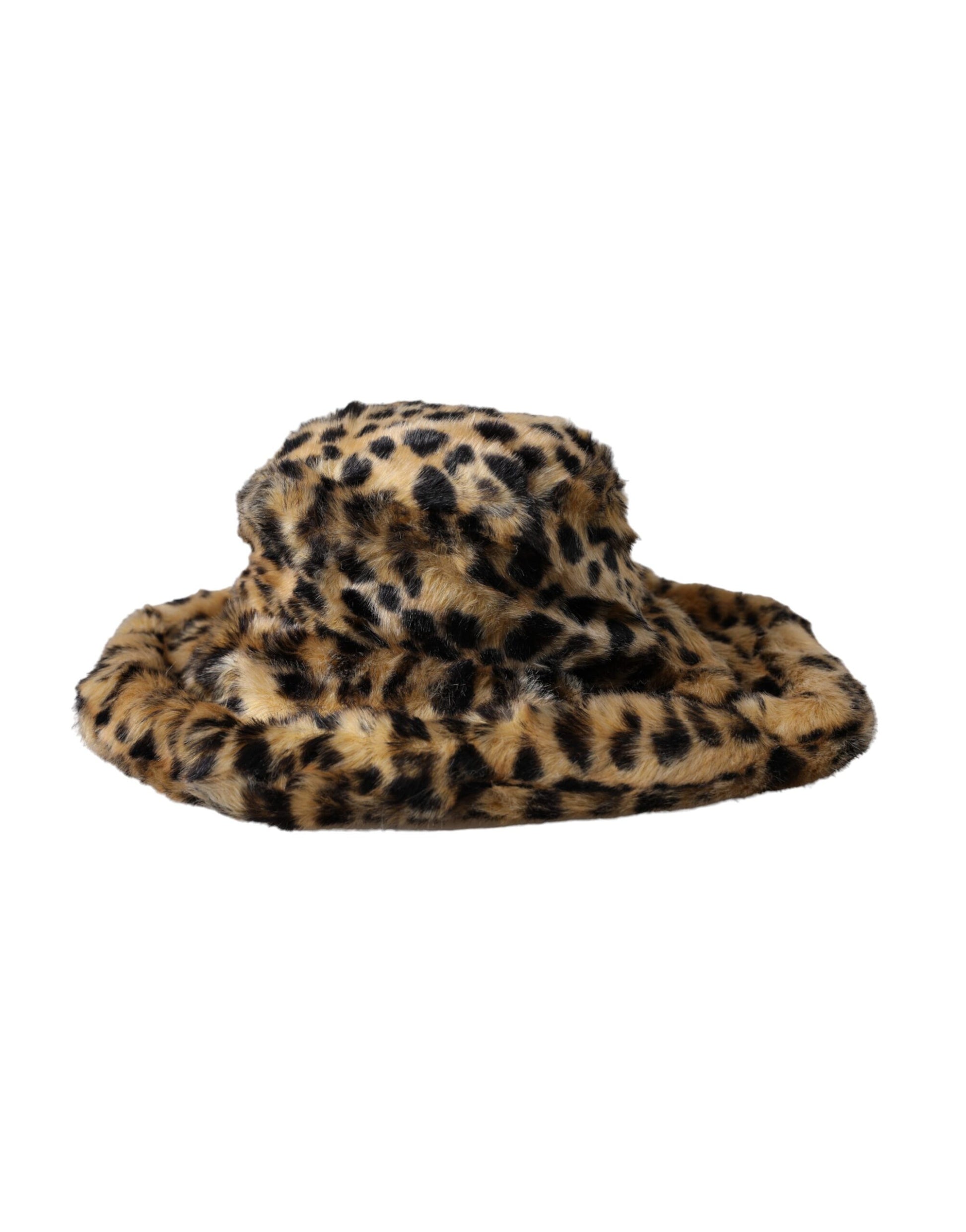 Brown Leopard Fur Women Bucket Hat-Dolce & Gabbana-LabelTerrace.com