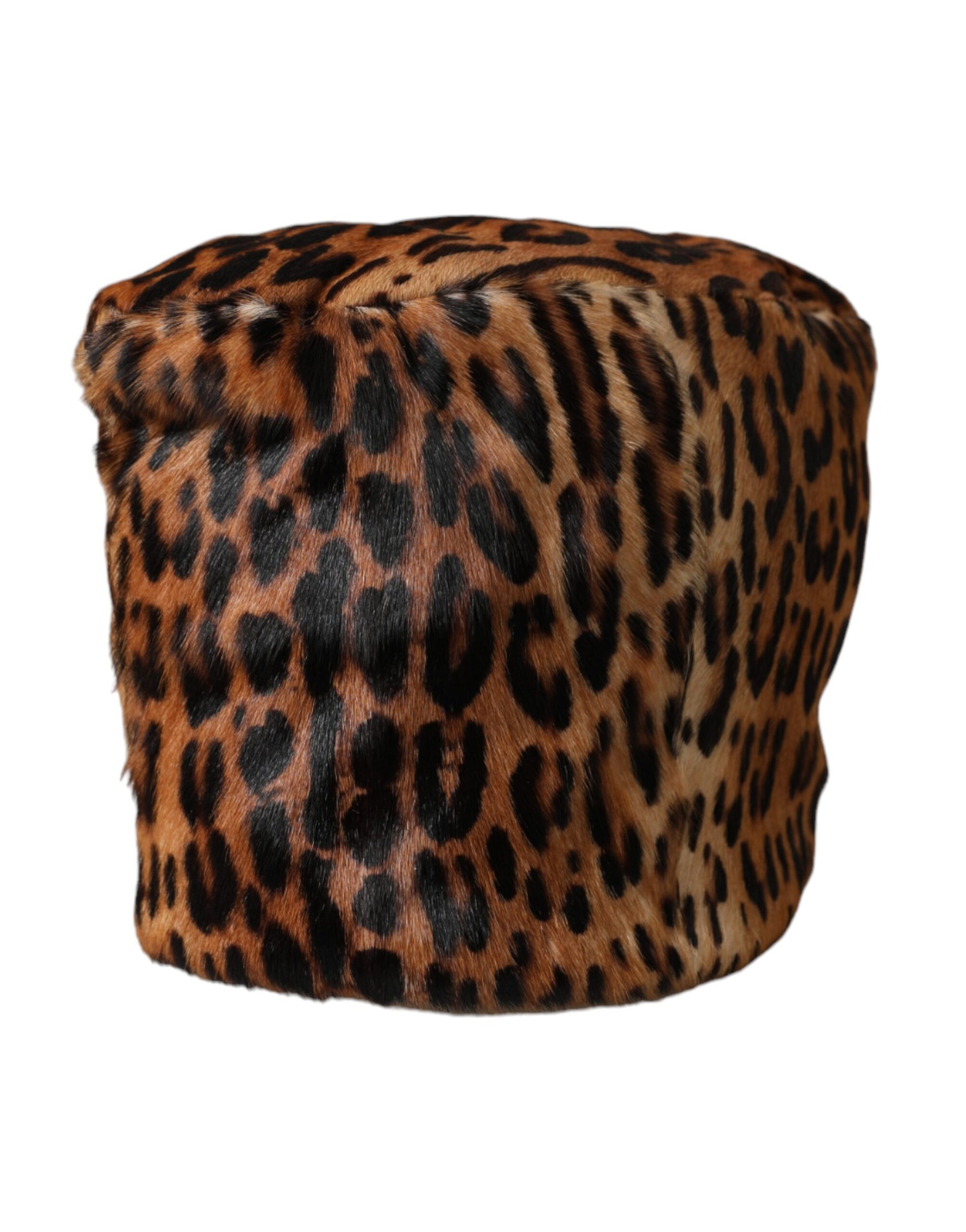 Brown Leopard Fur Women Bucket Hat-Dolce & Gabbana-LabelTerrace.com
