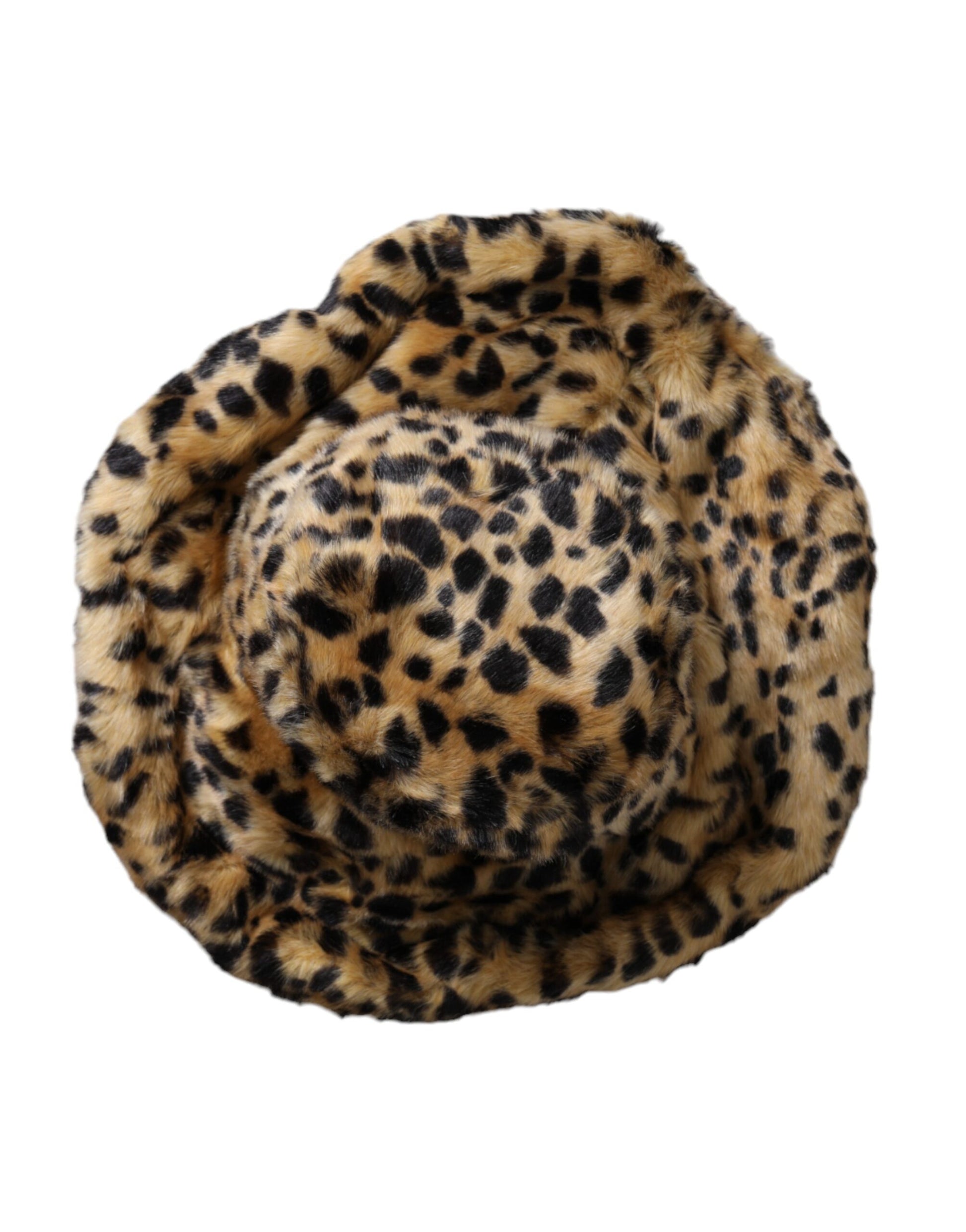 Brown Leopard Fur Women Bucket Hat-Dolce & Gabbana-LabelTerrace.com