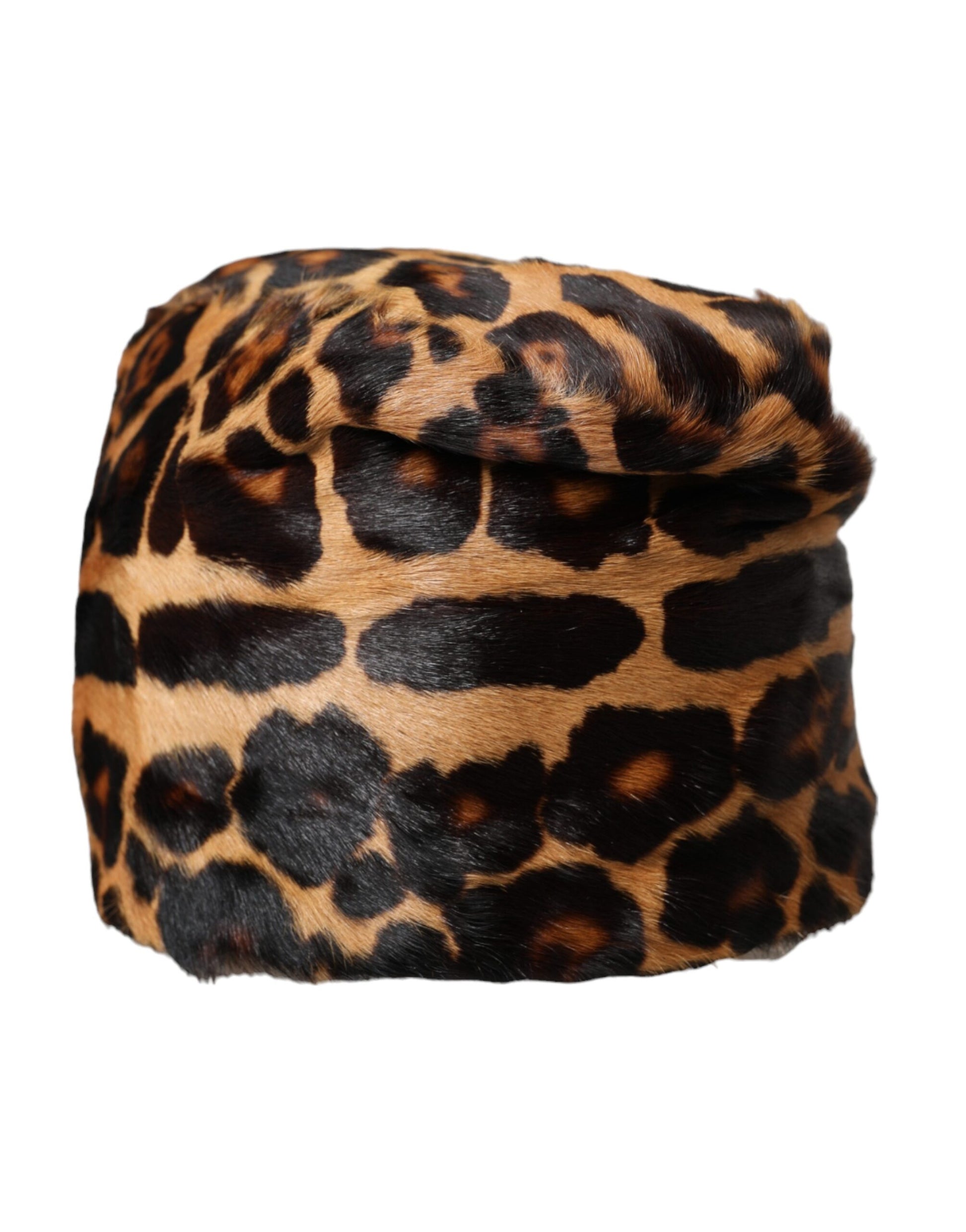 Brown Leopard Fur Women Bucket Hat-Dolce & Gabbana-LabelTerrace.com