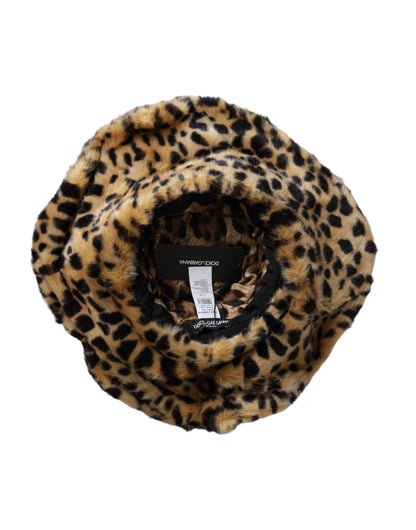 Brown Leopard Fur Women Bucket Hat-Dolce & Gabbana-LabelTerrace.com
