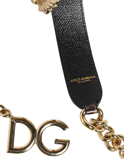 Brown Leopard Gold Brass Chain Accessory Shoulder Strap-Dolce & Gabbana-LabelTerrace.com