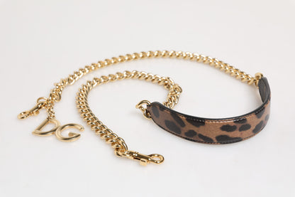 Brown Leopard Gold Brass Chain Accessory Shoulder Strap-Dolce & Gabbana-LabelTerrace.com