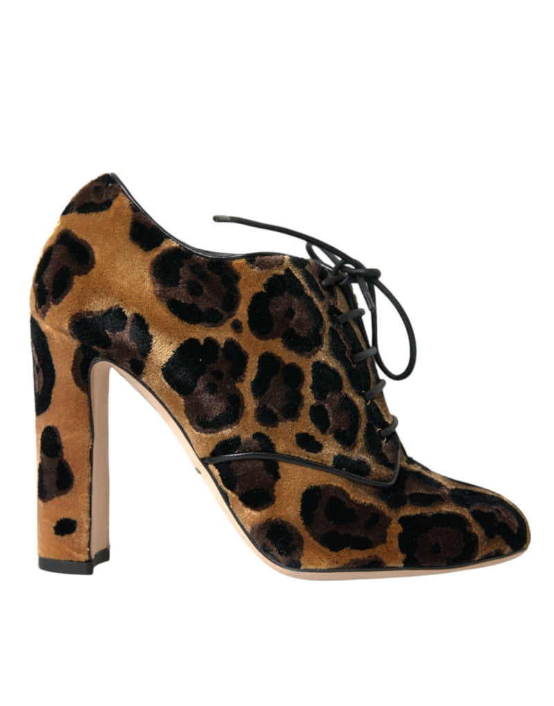 Brown Leopard Hair Lace Up Booties Shoes-Dolce & Gabbana-LabelTerrace.com