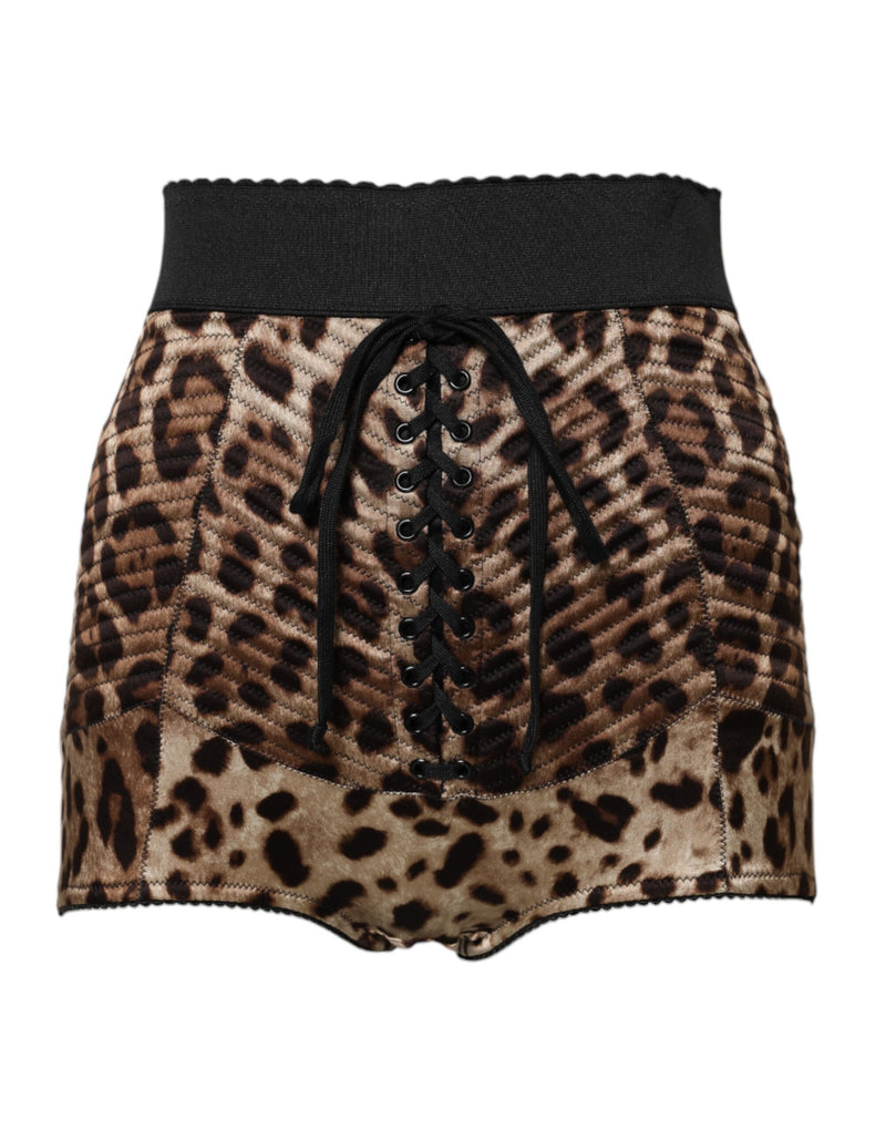 Brown Leopard High Waist Hot Pants Shorts-Dolce & Gabbana-LabelTerrace.com