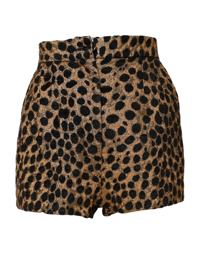 Brown Leopard High Waisted Hot Pants Shorts-Dolce & Gabbana-LabelTerrace.com