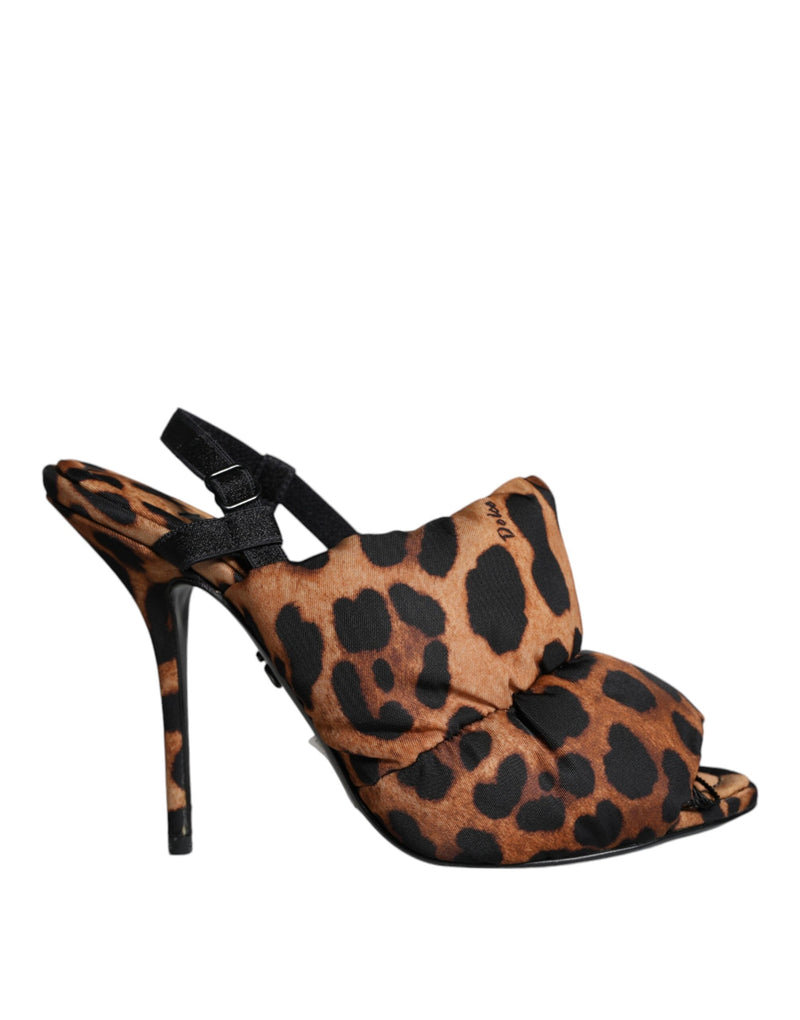 Brown Leopard Keira Slingback Sandals Shoes-Dolce & Gabbana-LabelTerrace.com