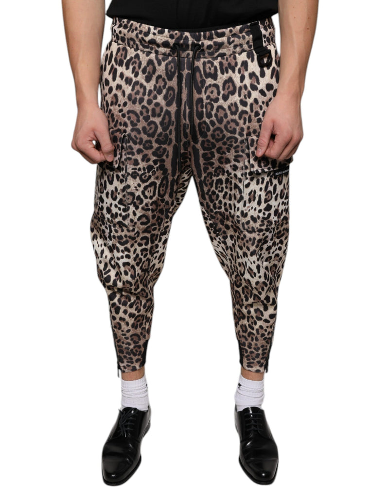 Brown Leopard Polyester Jogger Pants-Dolce & Gabbana-LabelTerrace.com