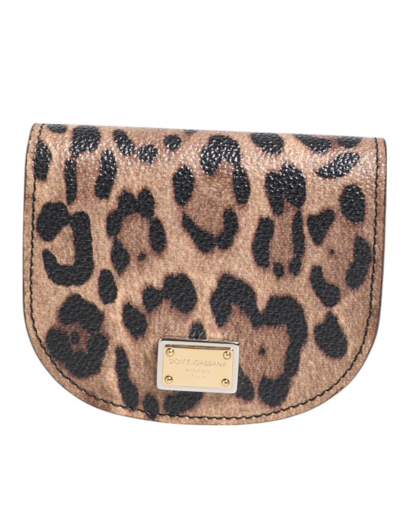 Brown Leopard Print Calf Leather Small Coin Purse Wallet-Dolce & Gabbana-LabelTerrace.com