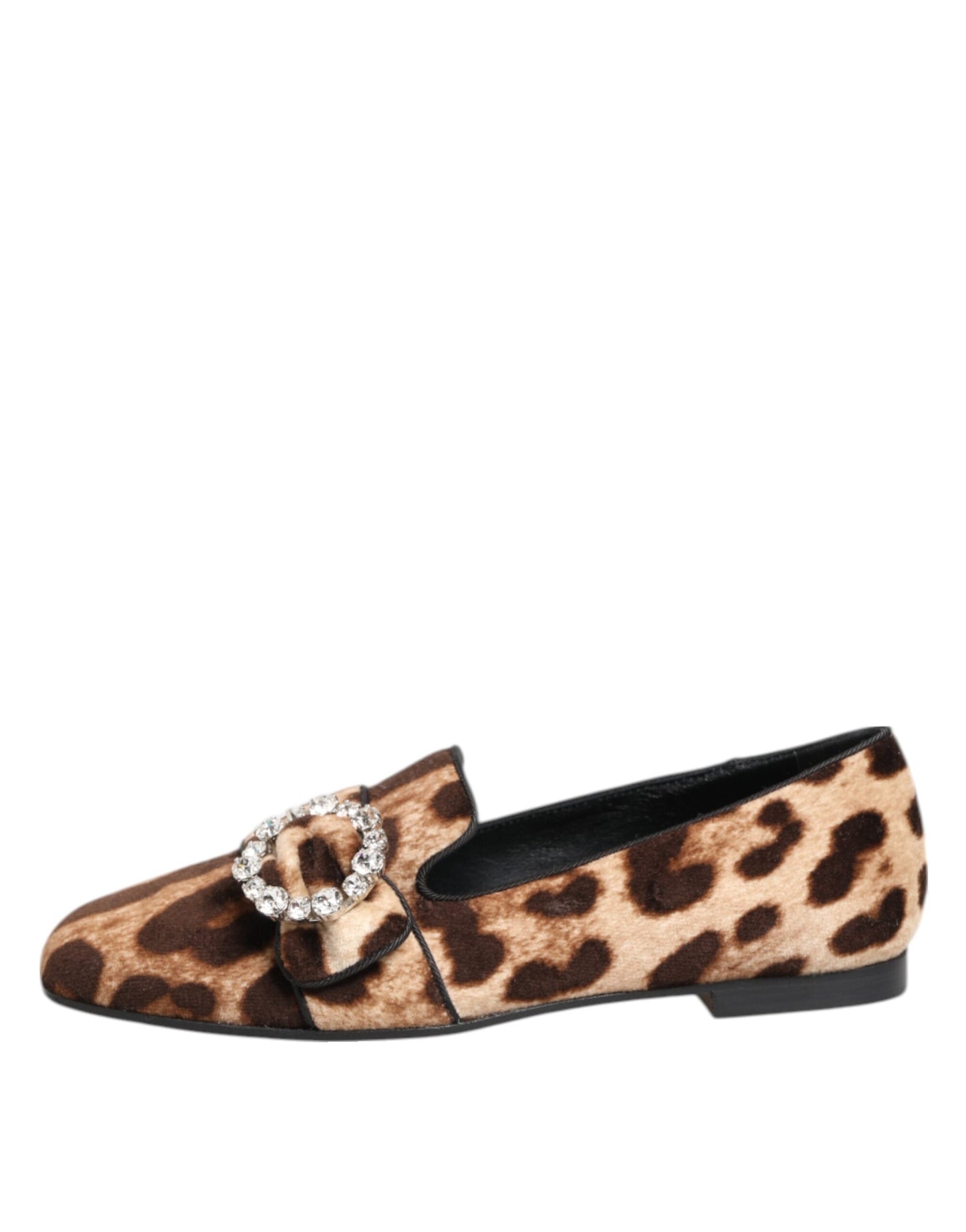 Brown Leopard Print Crystals Loafers Flats Shoes-Dolce & Gabbana-LabelTerrace.com