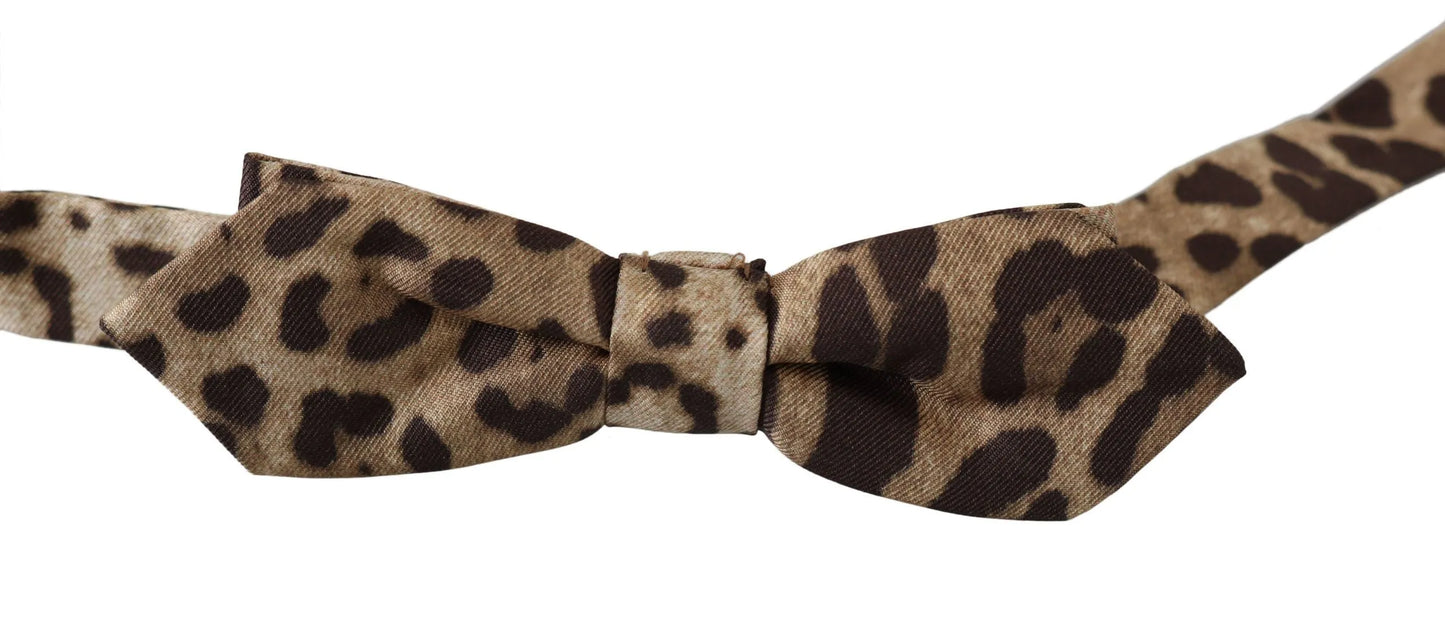 Brown Leopard Silk Adjustable Neck Papillon Men Bow Tie-Dolce & Gabbana-LabelTerrace.com