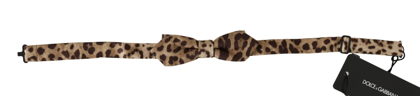 Brown Leopard Silk Adjustable Neck Papillon Men Bow Tie-Dolce & Gabbana-LabelTerrace.com