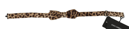 Brown Leopard Silk Adjustable Neck Papillon Men Bow Tie-Dolce & Gabbana-LabelTerrace.com