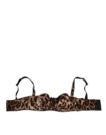 Brown Leopard Silk Balconnet Bra Underwear