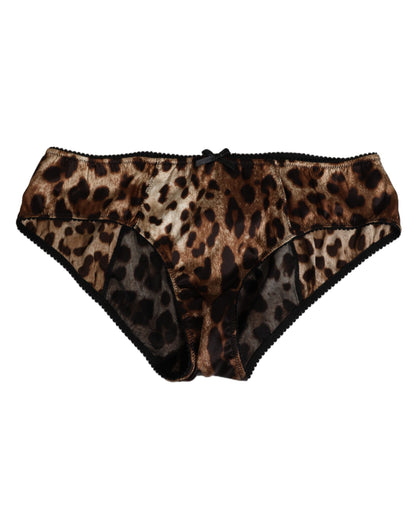 Brown Leopard Silk Mid Waist Panty Underwear