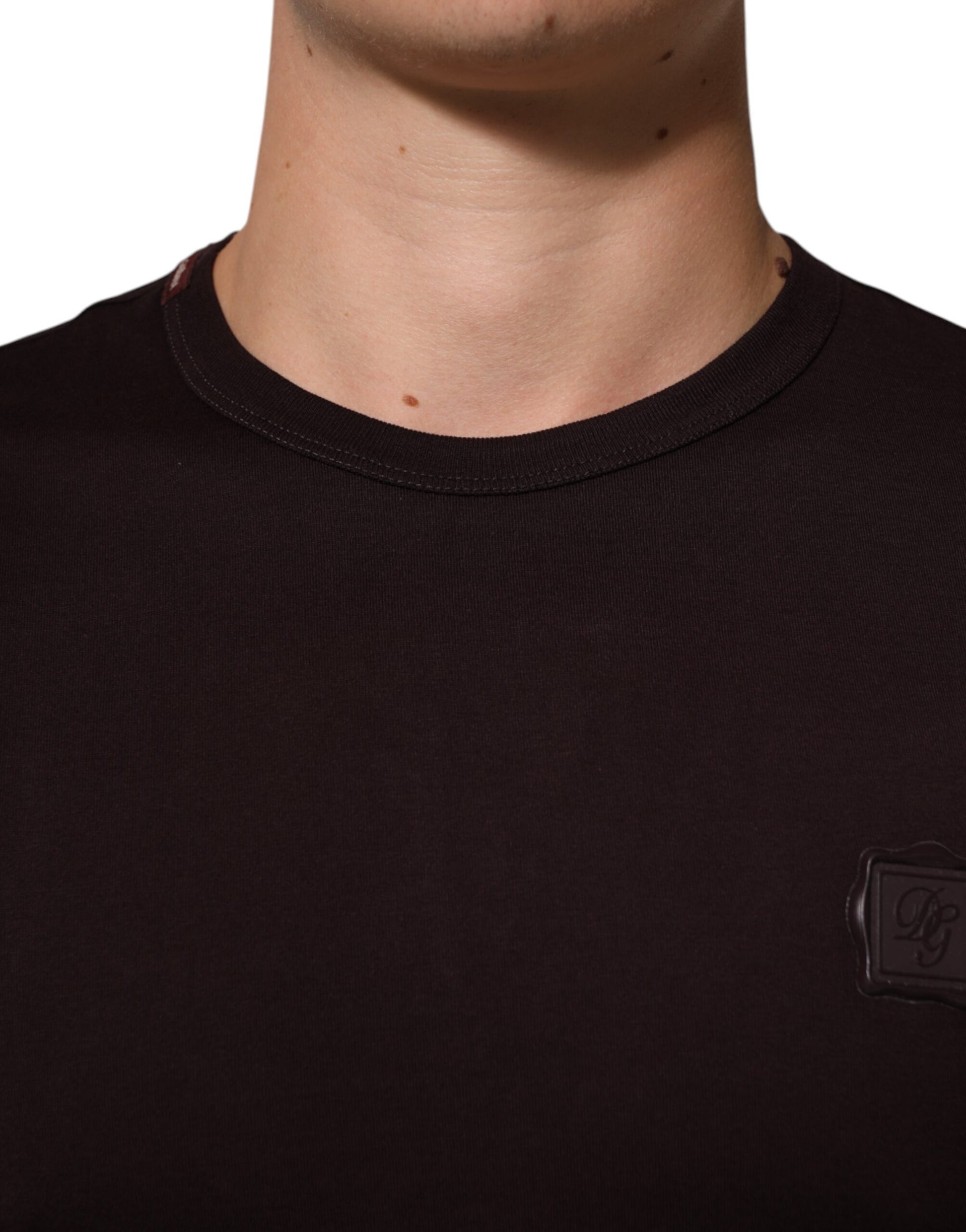 Brown Logo Plaque Cotton Crew Neck T-shirt