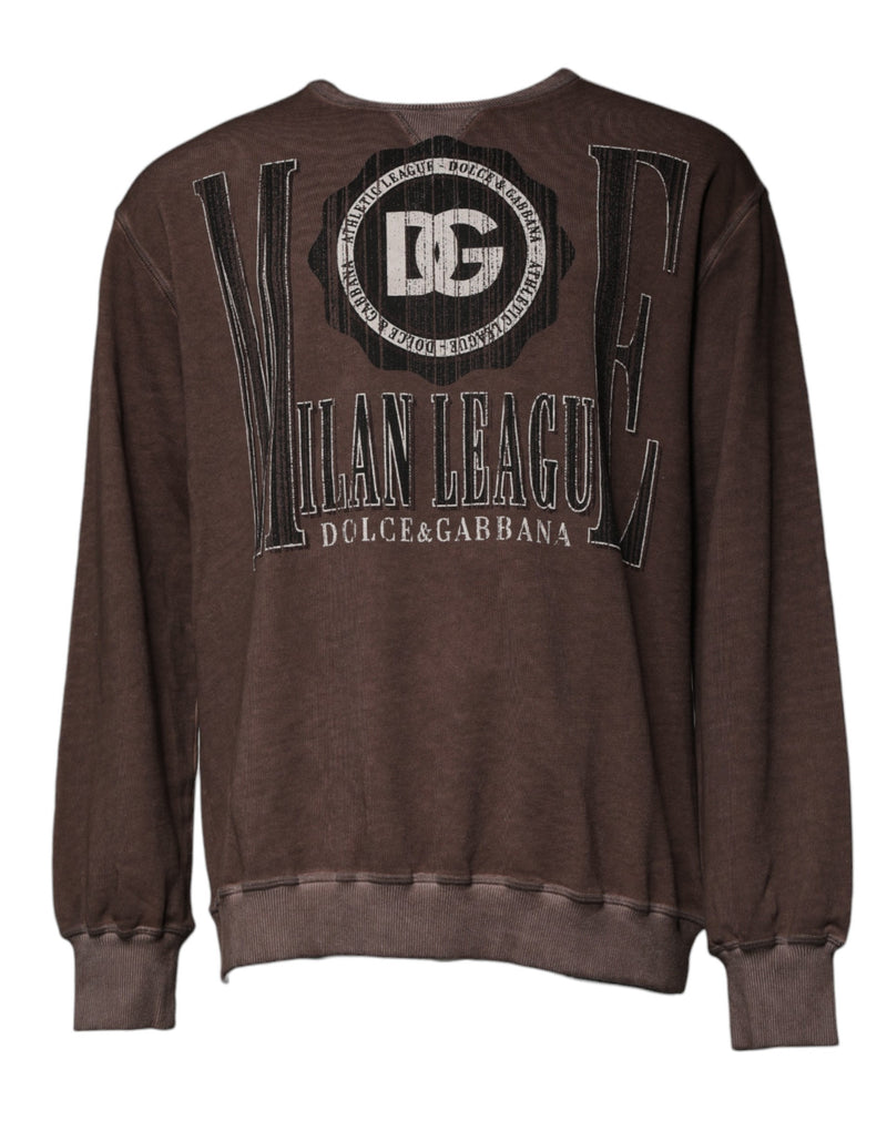 Brown Logo Print Crew Neck Pullover Sweater-Dolce & Gabbana-LabelTerrace.com