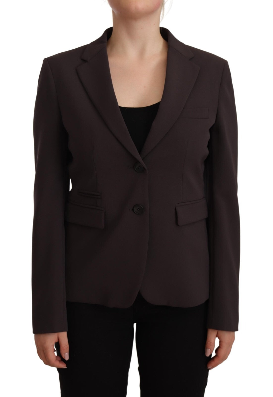 Brown Long Sleeve Single Breasted Women Jacket Blazer