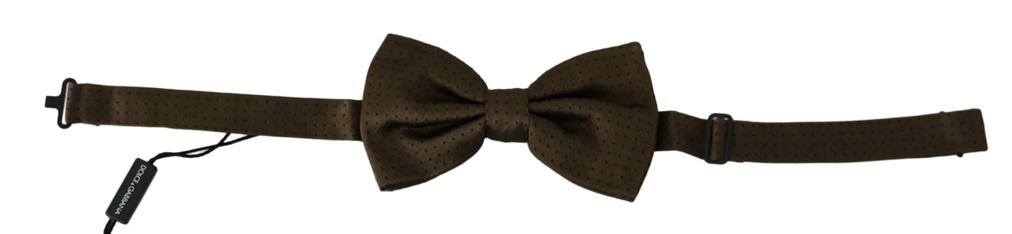 Brown Polka Dots Silk Adjustable Neck Papillon Men Bow Tie-Dolce & Gabbana-LabelTerrace.com