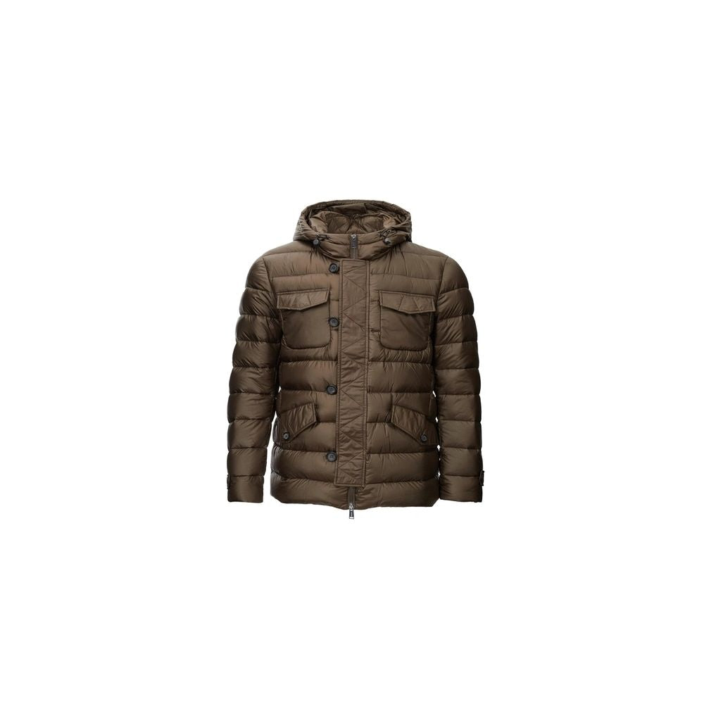 Brown Polyamide Men's Waterproof Jacket-Add-LabelTerrace.com